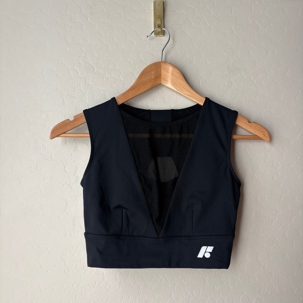 Forme Power Bra Black Mesh Plunge Posture Correcting Sports Bra Size Small